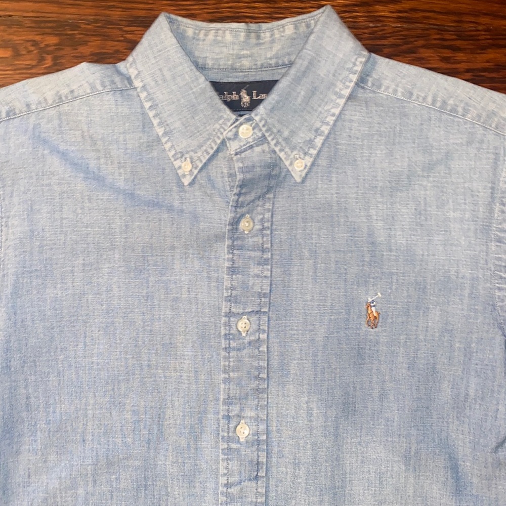 Men’s denim jean shirt button down Polo
